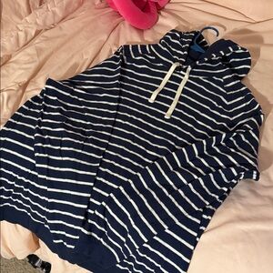 Banana Republic Navy and White Striped Hoodie